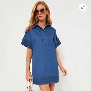 Denim Trapunto Stitch Sofia Shirt Dress Small